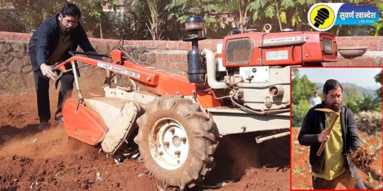 मुख्यमंत्री एकनाथ शिंदे शेतात काम करताना