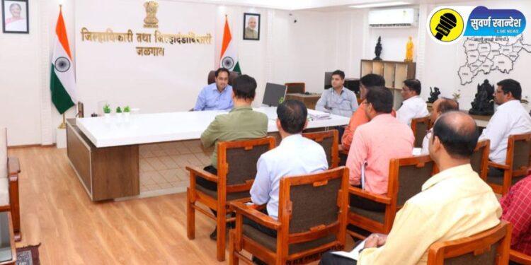 जिल्हाधिकारी आयुष प्रसाद बैठकीत बोलताना