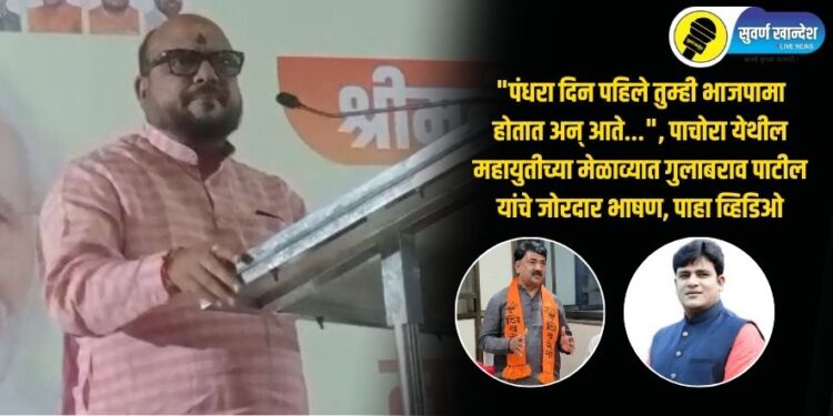 Video : “पंधरा दिन पहिले तुम्ही भाजपामा होतात अन् आते…”, पाचोरा येथील महायुतीच्या मेळाव्यात गुलाबराव पाटील यांचे जोरदार भाषण, पाहा व्हिडिओ
