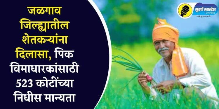जळगाव जिल्ह्यातील शेतकऱ्यांना दिलासा, पिक विमाधारकांसाठी 523 कोटीच्या निधीस मान्यता