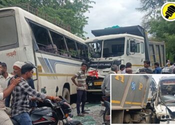 जळगाव-पाचोरा रोडवरील वावडदे नजीक लक्झरी व डंपरमध्ये मोठा अपघात; प्रवासी जखमी, नेमकं काय घडलं?