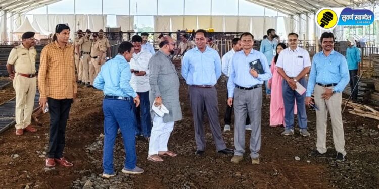 Guardian Minister Gulabrao Patil inspecting the venue