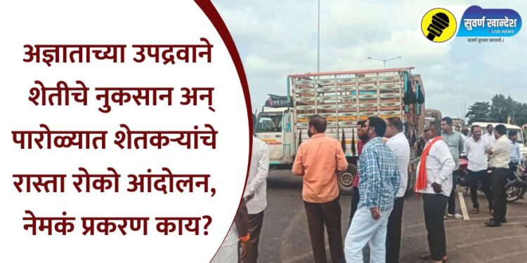 अज्ञाताच्या उपद्रवाने शेतीचे नुकसान अन् पारोळ्यात शेतकऱ्यांचे रास्ता रोको आंदोलन, नेमकं प्रकरण काय?
