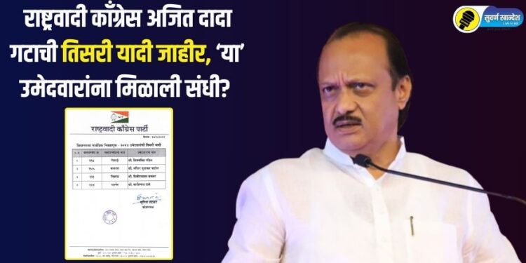 राष्ट्रवादी काँग्रेस अजित दादा गटाची तिसरी यादी जाहीर, ‘या’ उमेदवारांना मिळाली संधी?