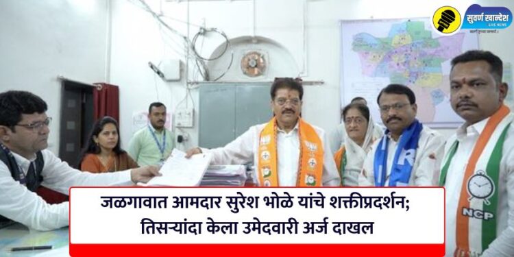 जळगावात आमदार सुरेश भोळे यांचे शक्तीप्रदर्शन; तिसऱ्यांदा केला उमेदवारी अर्ज दाखल