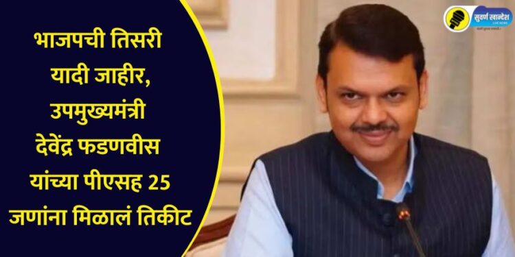 भाजपची तिसरी यादी जाहीर, उपमुख्यमंत्री देवेंद्र फडणवीस यांच्या पीएसह 25 जणांना मिळालं तिकीट