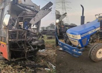 ST bus-tractor Terrible accident one died on the spot shocking incident in Jalgaon district