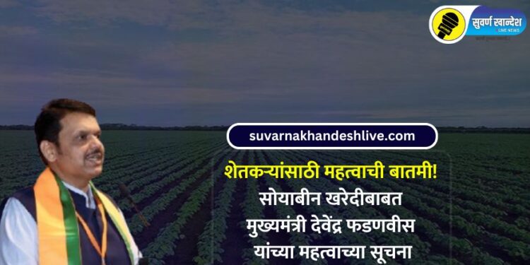 शेतकऱ्यांसाठी महत्वाची बातमी! सोयाबीन खरेदीबाबत मुख्यमंत्री देवेंद्र फडणवीस यांच्या महत्वाच्या सूचना