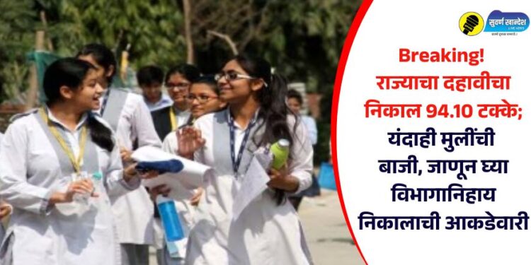 Breaking! राज्याचा दहावीचा निकाल 94.10 टक्के; यंदाही मुलींची बाजी, जाणून घ्या विभागानिहाय निकालाची आकडेवारी