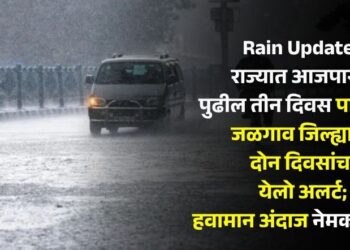 Rain Update : राज्यात आजपासून पुढील तीन दिवस पावसाचे; जळगाव जिल्ह्याला दोन दिवसांचा येलो अलर्ट; हवामान अंदाज नेमका काय?