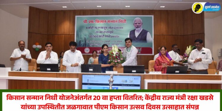 किसान सन्मान निधी योजनेअंतर्गत 20 वा हप्ता वितरित; केंद्रीय राज्य मंत्री रक्षा खडसे यांच्या उपस्थितीत जळगावात पीएम किसान उत्सव दिवस उत्साहात संपन्न