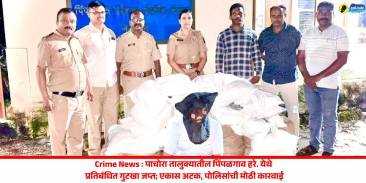 Crime News : पाचोरा तालुक्यातील पिंपळगाव हरे. येथे प्रतिबंधित गुटखा जप्त; एकास अटक, पोलिसांची मोठी कारवाई