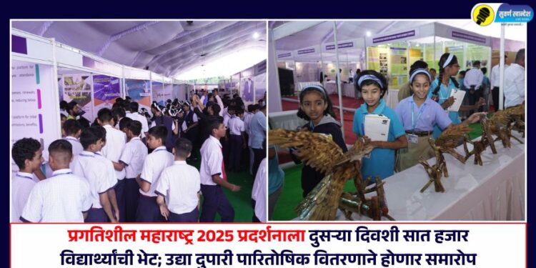 प्रगतिशील महाराष्ट्र 2025 प्रदर्शनाला दुसऱ्या दिवशी सात हजार विद्यार्थ्यांची भेट; उद्या दुपारी पारितोषिक वितरणाने होणार समारोप