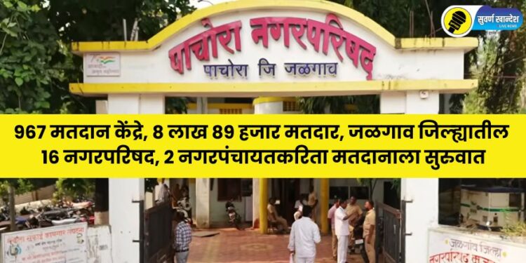 967 polling stations, 8 lakh 89 thousand voters, voting begins today for 16 municipal councils, 2 municipal panchayats in Jalgaon district