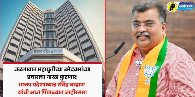 जळगावात महायुतीच्या उमेदवारांच्या प्रचाराचा नारळ फुटणार; भाजप प्रदेशाध्यक्ष रविंद्र चव्हाण यांची आज पिंप्राळ्यात जाहीरसभा