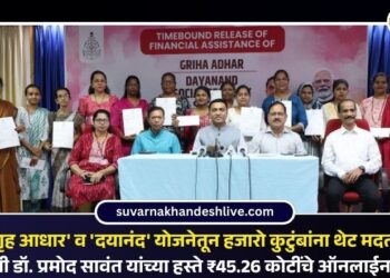 ‘गृह आधार’ व ‘दयानंद’ योजनेतून हजारो कुटुंबांना थेट मदत; मुख्यमंत्री डॉ. प्रमोद सावंत यांच्या हस्ते ₹45.26 कोटींचे ऑनलाईन वितरण