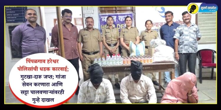 पिंपळगाव हरेश्वर पोलिसांची धडक कारवाई; गुटखा-दारू जप्त; गांजा सेवन करणारा आणि सट्टा चालवणाऱ्यांवरही गुन्हे दाखल