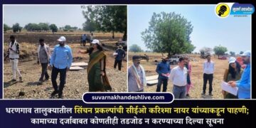 धरणगाव तालुक्यातील सिंचन प्रकल्पांची सीईओ करिश्मा नायर यांच्याकडून पाहणी; कामाच्या दर्जाबाबत कोणतीही तडजोड न करण्याच्या दिल्या सूचना