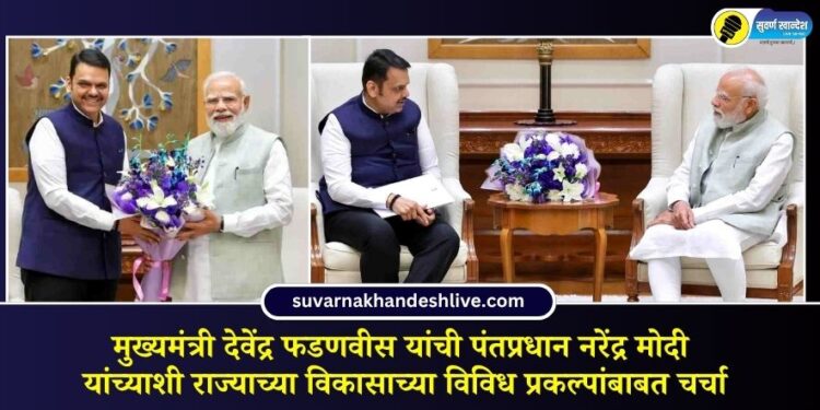 मुख्यमंत्री देवेंद्र फडणवीस यांची पंतप्रधान नरेंद्र मोदी यांच्याशी राज्याच्या विकासाच्या विविध प्रकल्पांबाबत चर्चा