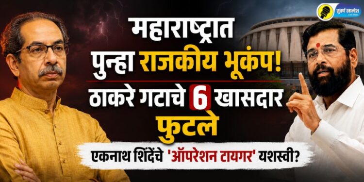 महाराष्ट्रात पुन्हा राजकीय भूकंप! ठाकरे गटाचे 6 खासदार फुटले; एकनाथ शिंदेंचे ‘ऑपरेशन टायगर’ यशस्वी?