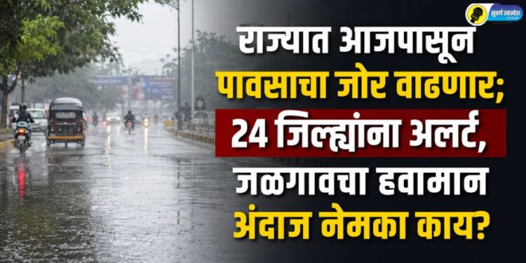 राज्यात आजपासून पावसाचा जोर वाढणार; 24 जिल्ह्यांना अलर्ट, जळगावचा हवामान अंदाज नेमका काय?
