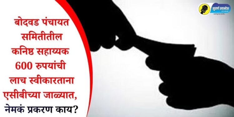 बोदवड पंचायत समितीतील कनिष्ठ सहाय्यक 600 रुपयांची लाच स्वीकारताना एसीबीच्या जाळ्यात, नेमकं प्रकरण काय?