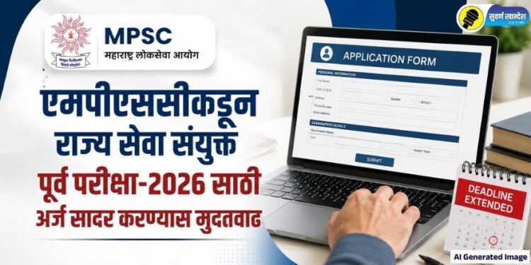 एमपीएससीकडून राज्य सेवा संयुक्त पूर्व परीक्षा-2026 साठी अर्ज सादर करण्यास मुदतवाढ