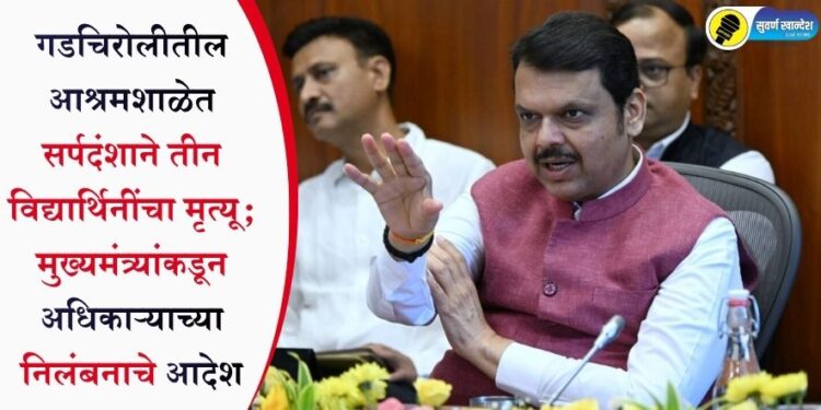 गडचिरोलीतील आश्रमशाळेत सर्पदंशाने तीन विद्यार्थिनींचा मृत्यू; मुख्यमंत्र्यांकडून अधिकाऱ्याच्या निलंबनाचे आदेश