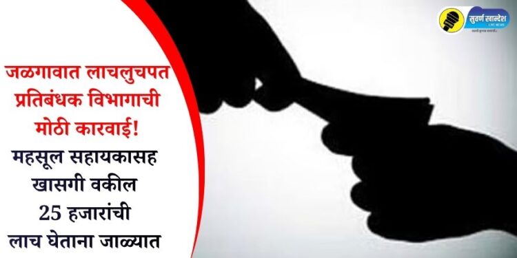 जळगावात लाचलुचपत प्रतिबंधक विभागाची मोठी कारवाई! महसूल सहायकासह खासगी वकील 25 हजारांची लाच घेताना जाळ्यात
