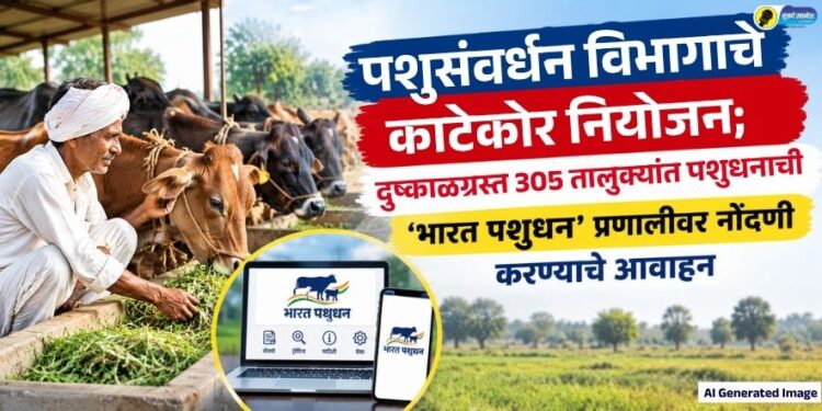 पशुसंवर्धन विभागाचे काटेकोर नियोजन; दुष्काळग्रस्त 305 तालुक्यांत पशुधनाची ‘भारत पशुधन’ प्रणालीवर नोंदणी करण्याचे आवाहन